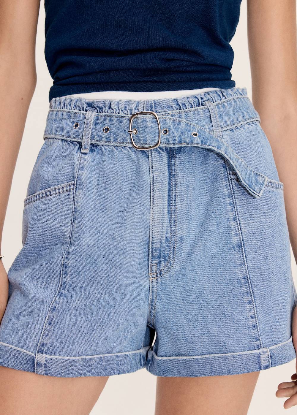 Mango Jeans-Shorts mit Gürtel Heißer Verkauf