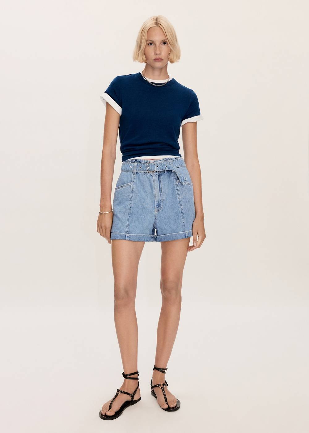 Mango Jeans-Shorts mit Gürtel Heißer Verkauf