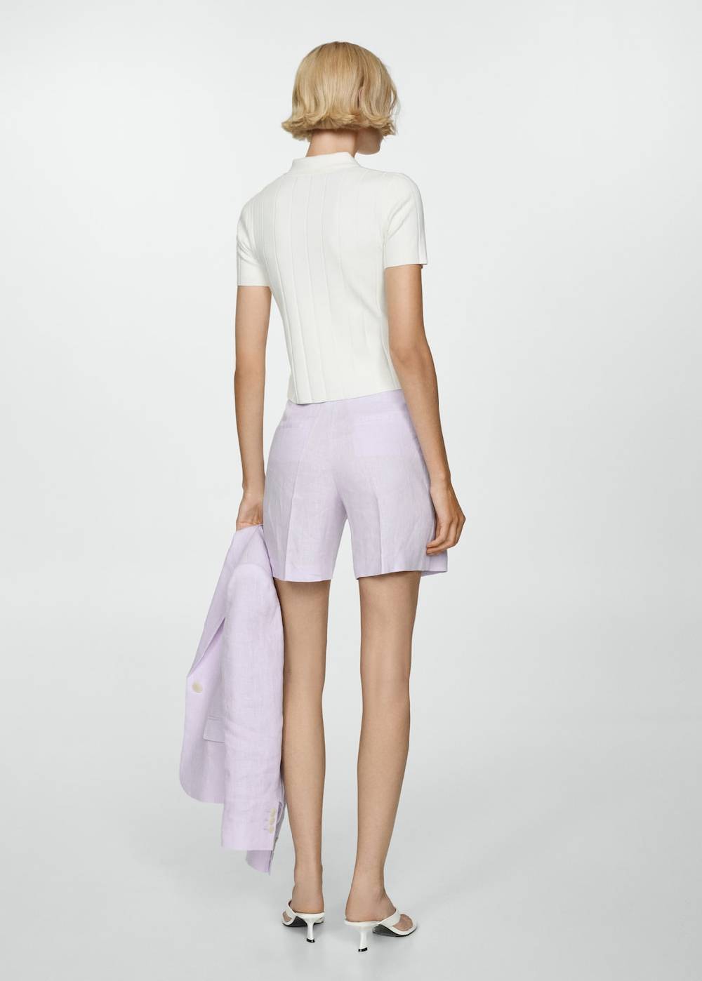 Mango Gerade Shorts aus 100 % Leinen Räumungsverkauf