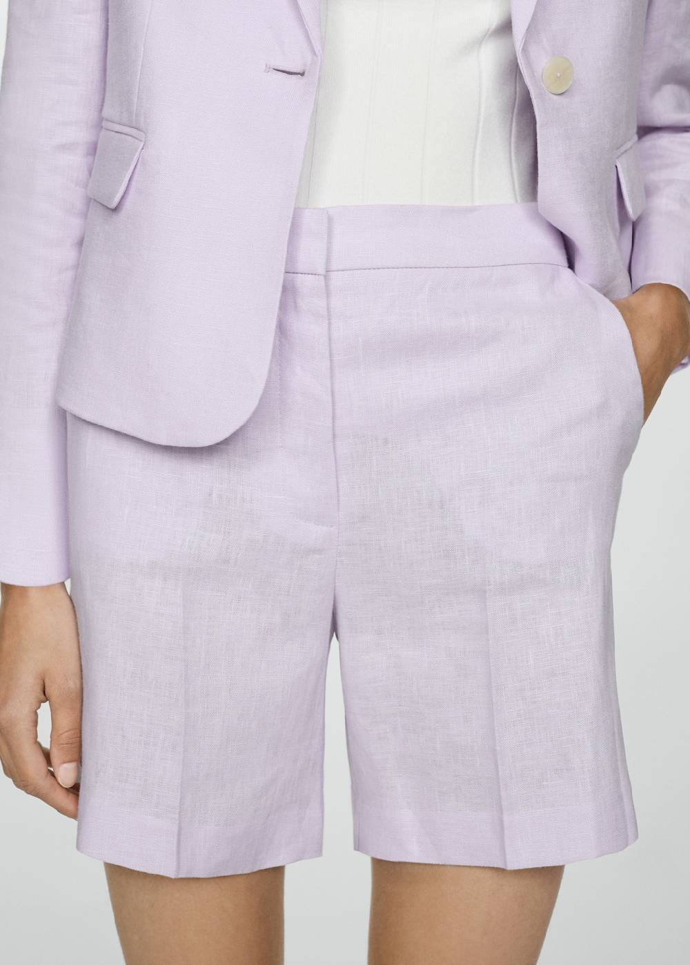 Mango Gerade Shorts aus 100 % Leinen Räumungsverkauf