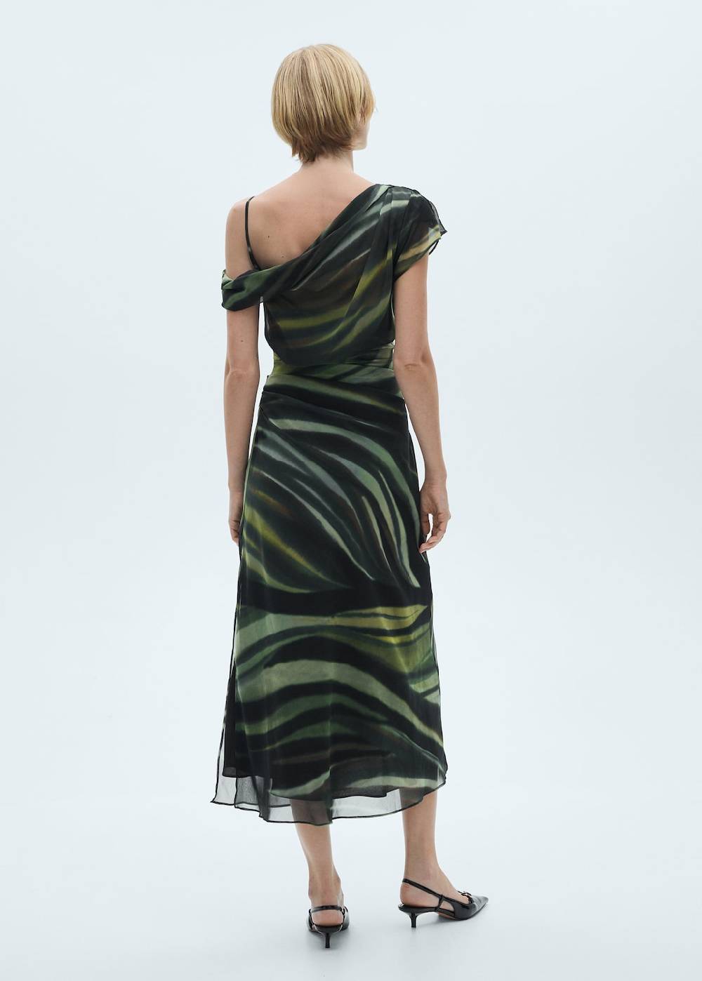 Mango Gemustertes Kleid mit drapierten Details Super Rabatt