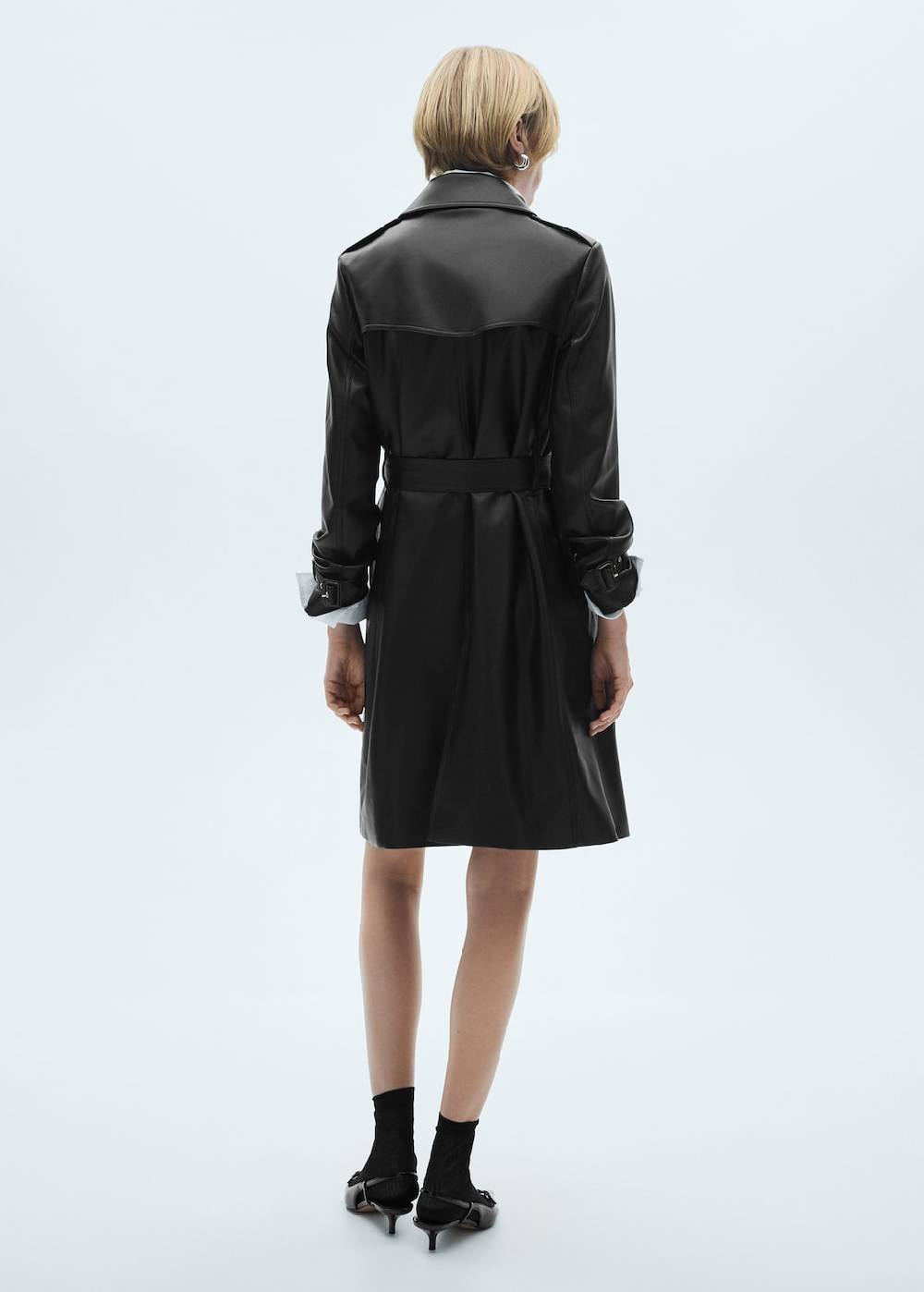 Mango Trenchcoat mit Leder-Effekt Riesige Rabatte