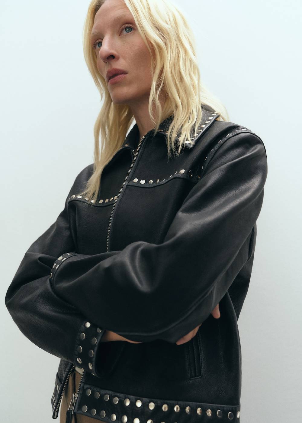 Mango Lederjacke mit Nieten Clearance-Verkauf