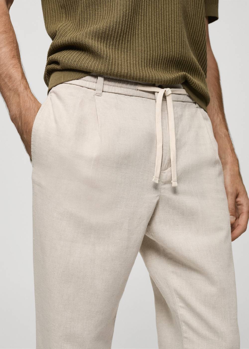Mango Slim Fit-Leinenhose mit Kordel Muttertagsangebot
