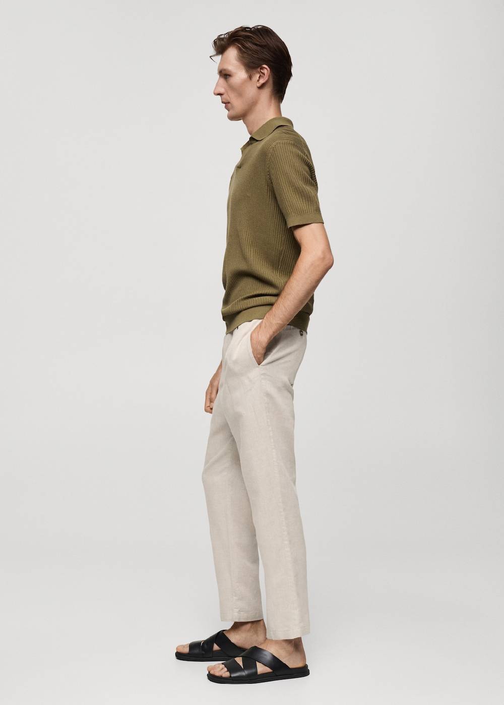 Mango Slim Fit-Leinenhose mit Kordel Muttertagsangebot
