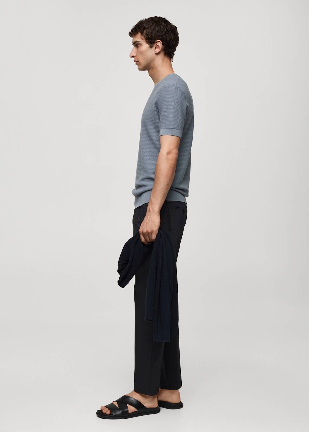 Mango Strick-T-Shirt aus Tencel mit Zopfmuster Lagerräumung