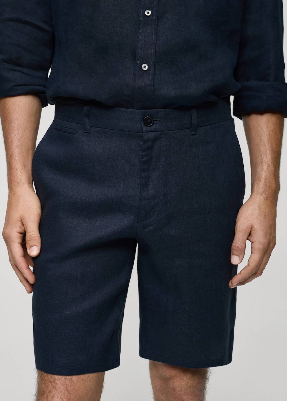 Mango Slim-Fit-Bermudashorts aus 100 % Leinen Große Rabatte
