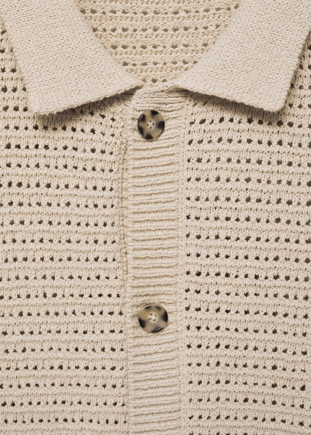 Mango Geknöpftes Strick-Poloshirt mit Lochmuster Saisonale Angebote