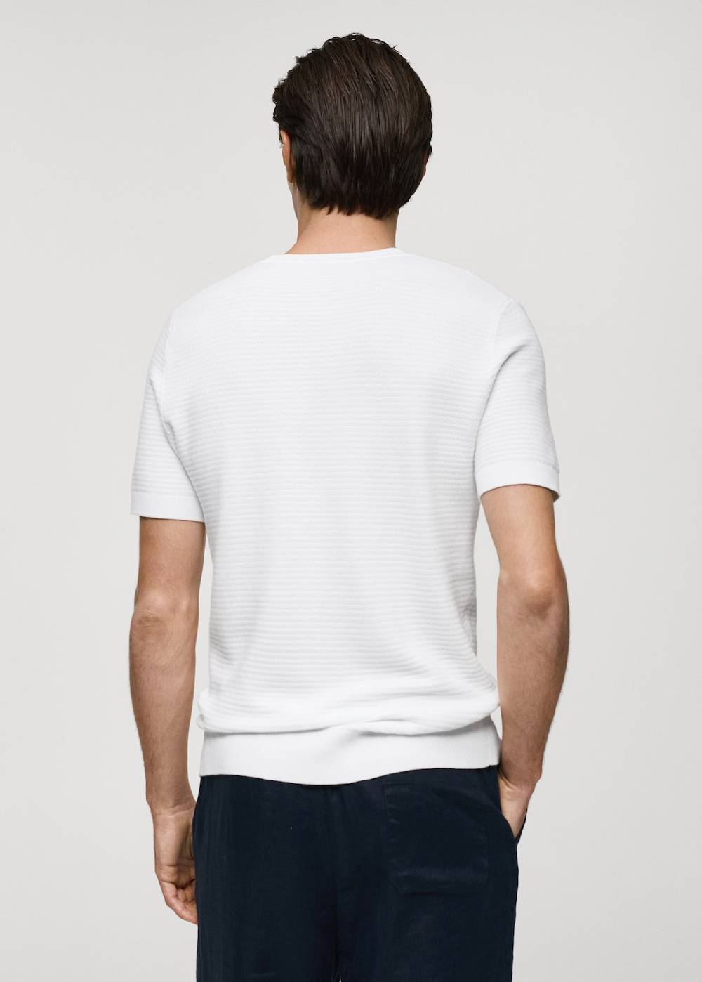 Mango Strick-T-Shirt aus Tencel mit Zopfmuster VIP-Rabatte