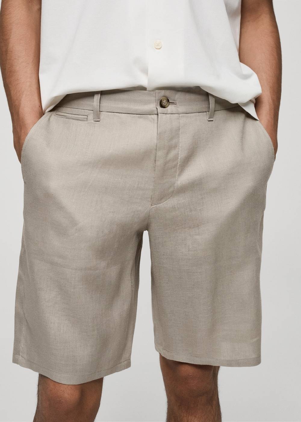 Mango Slim-Fit-Bermudashorts aus 100 % Leinen Tiefpreis