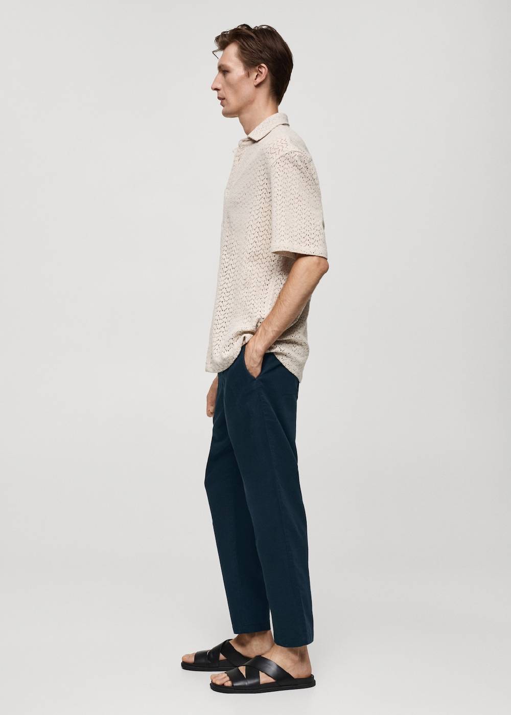 Mango Slim Fit-Leinenhose mit Kordel Super Sparpreis