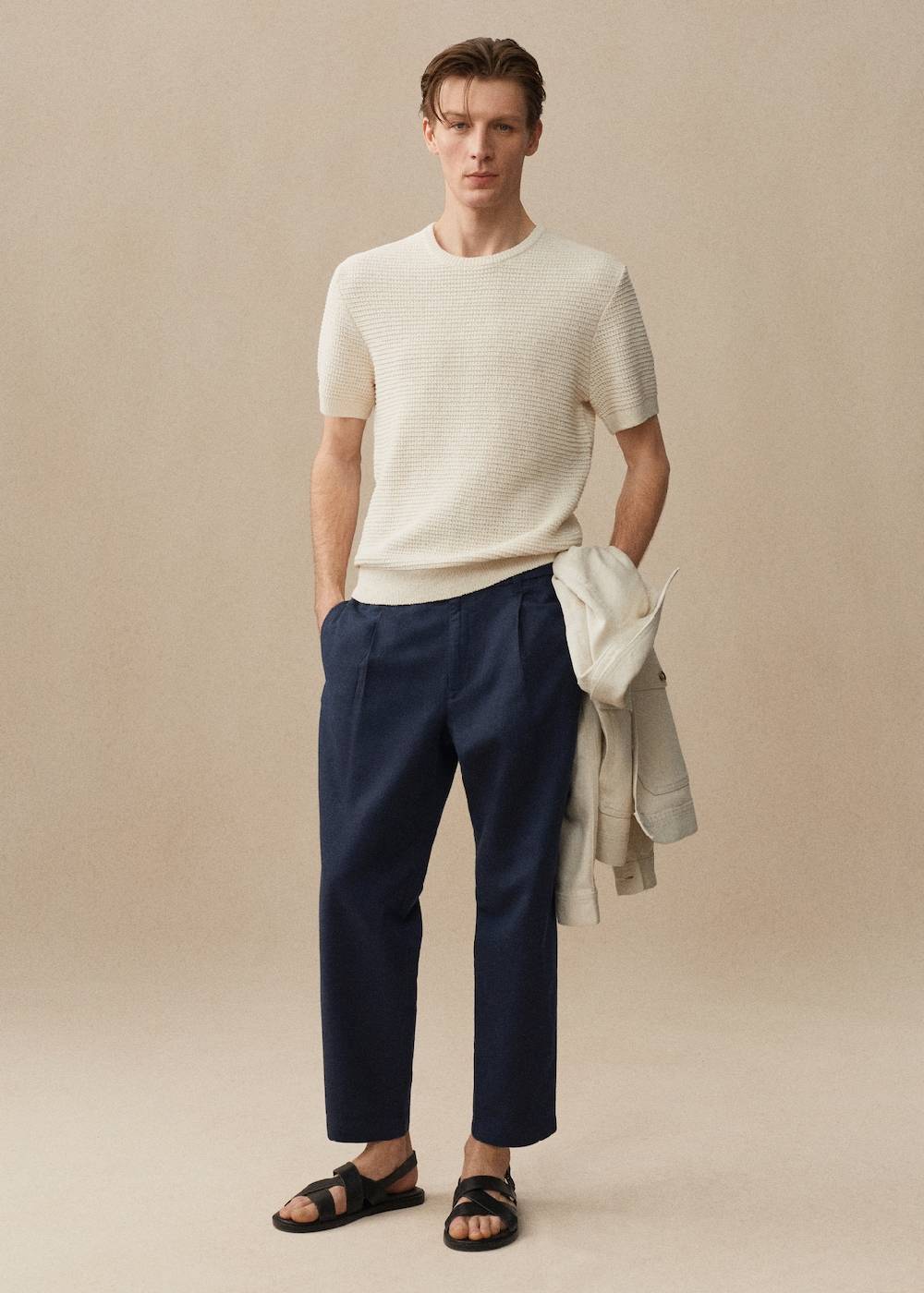 Mango Slim Fit-Leinenhose mit Kordel Super Sparpreis