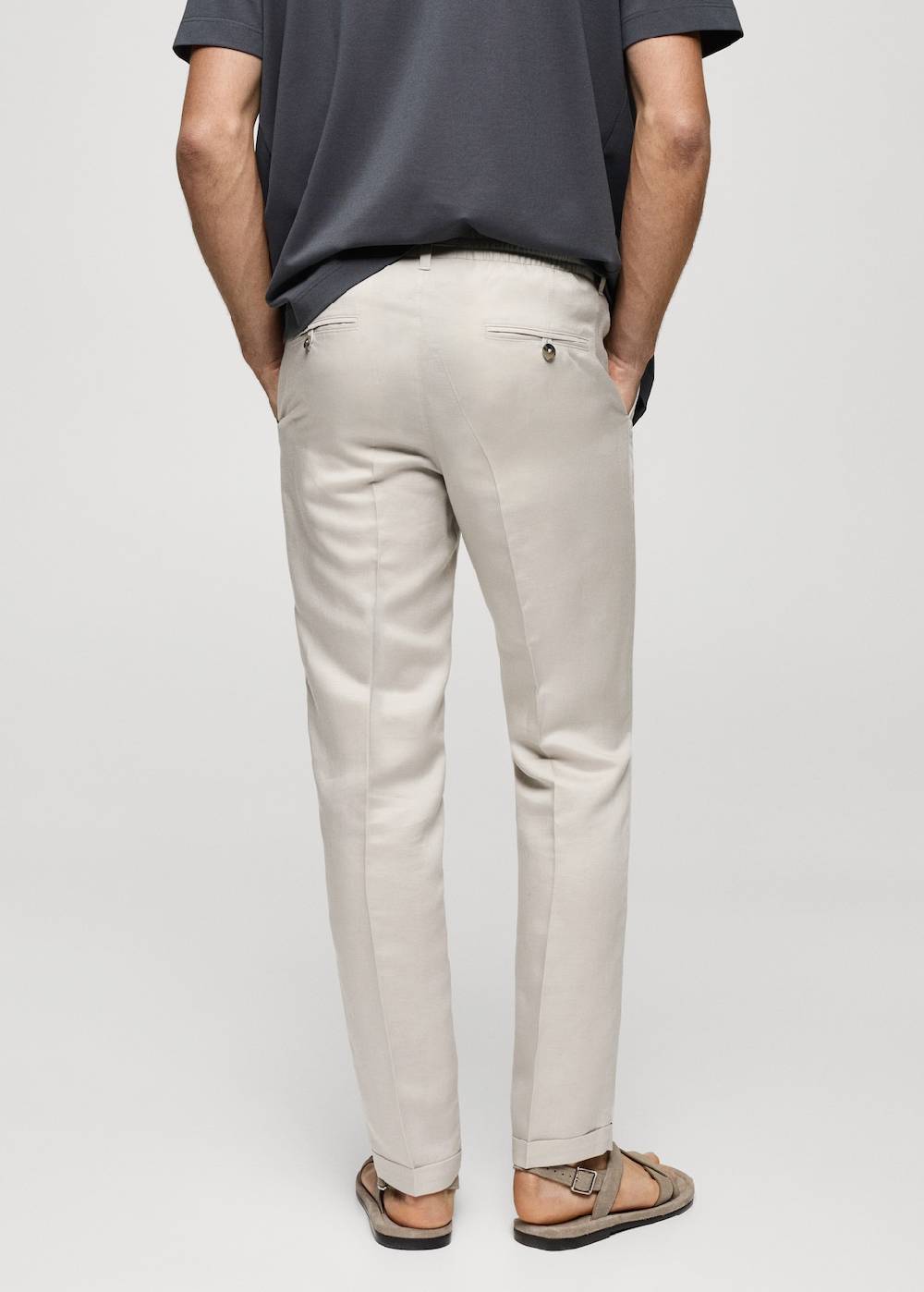 Mango Leinen-Tencel-Hose mit Kordelzug Letzte 3 Tage