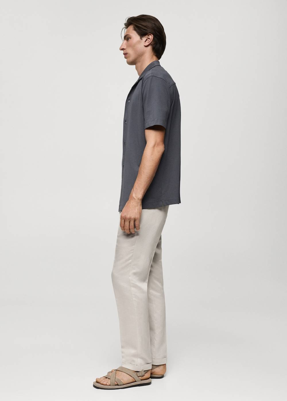 Mango Leinen-Tencel-Hose mit Kordelzug Letzte 3 Tage