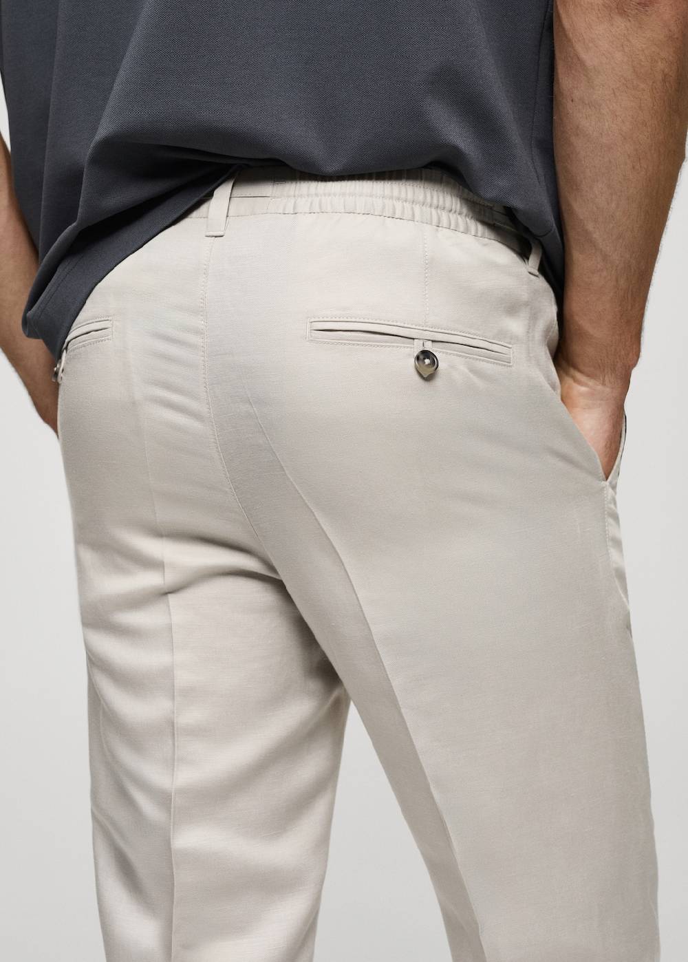 Mango Leinen-Tencel-Hose mit Kordelzug Letzte 3 Tage