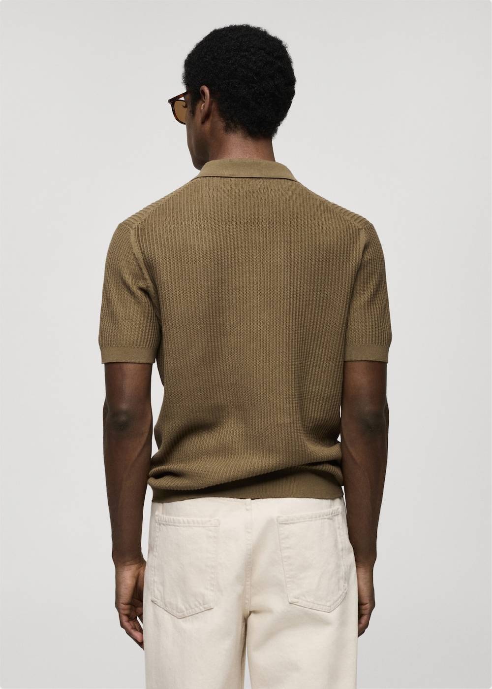Mango Geripptes Strick-Poloshirt aus Baumwolle Bis zu 50% Rabatt