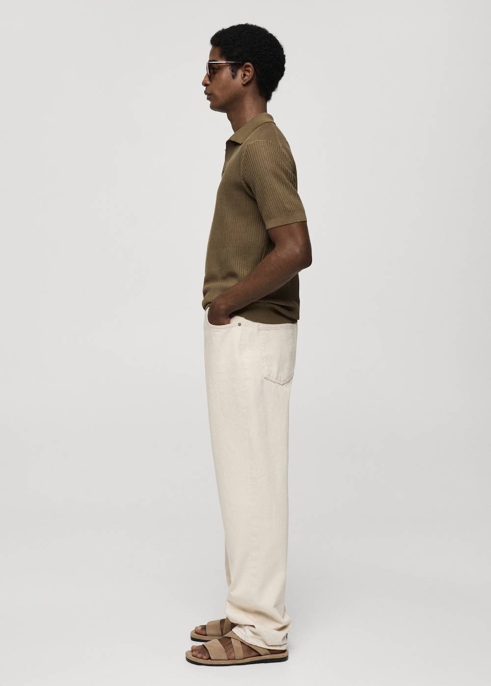 Mango Geripptes Strick-Poloshirt aus Baumwolle Bis zu 50% Rabatt