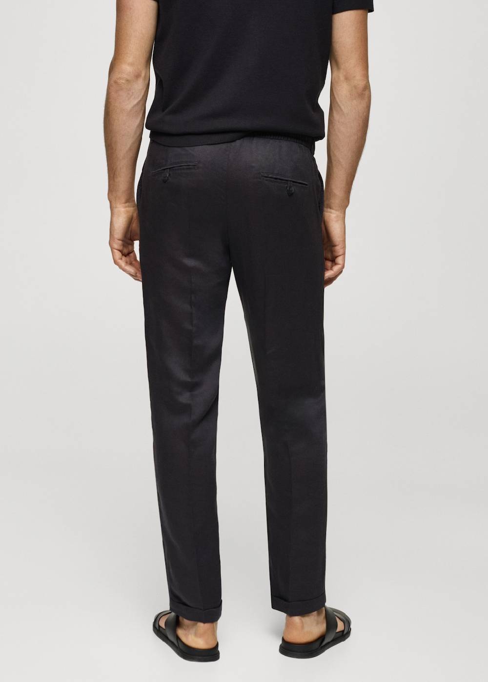 Mango Leinen-Tencel-Hose mit Kordelzug Sonderangebot der Fabrik
