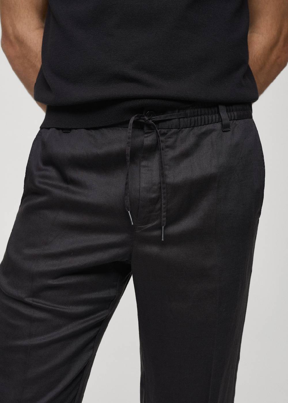 Mango Leinen-Tencel-Hose mit Kordelzug Sonderangebot der Fabrik