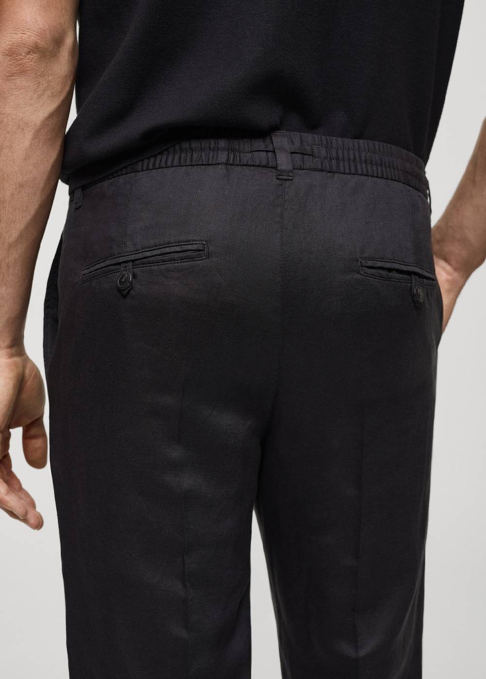 Mango Leinen-Tencel-Hose mit Kordelzug Sonderangebot der Fabrik