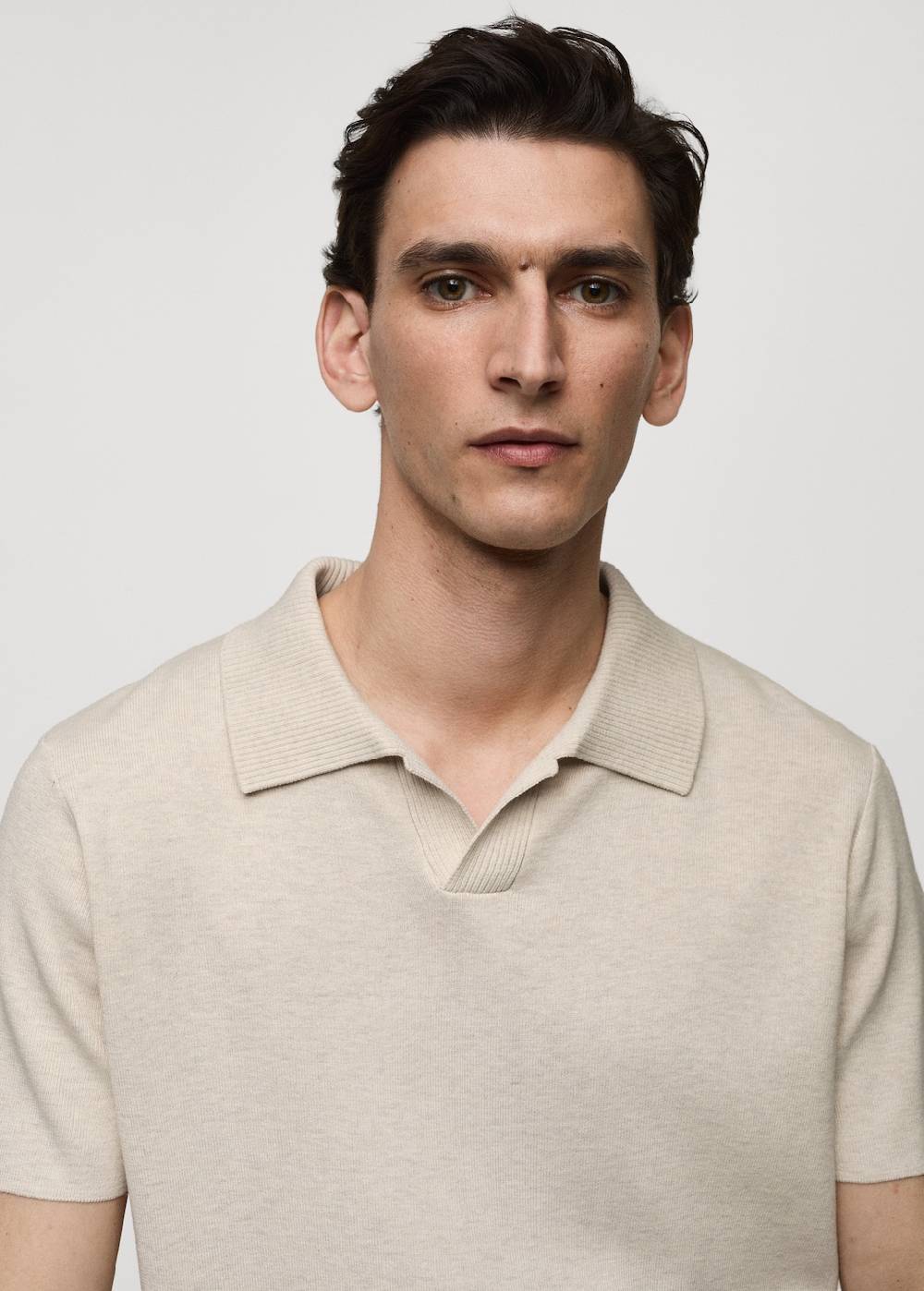 Mango Texturiertes Strick-Poloshirt aus Baumwolle Vierteljährliche Förderung