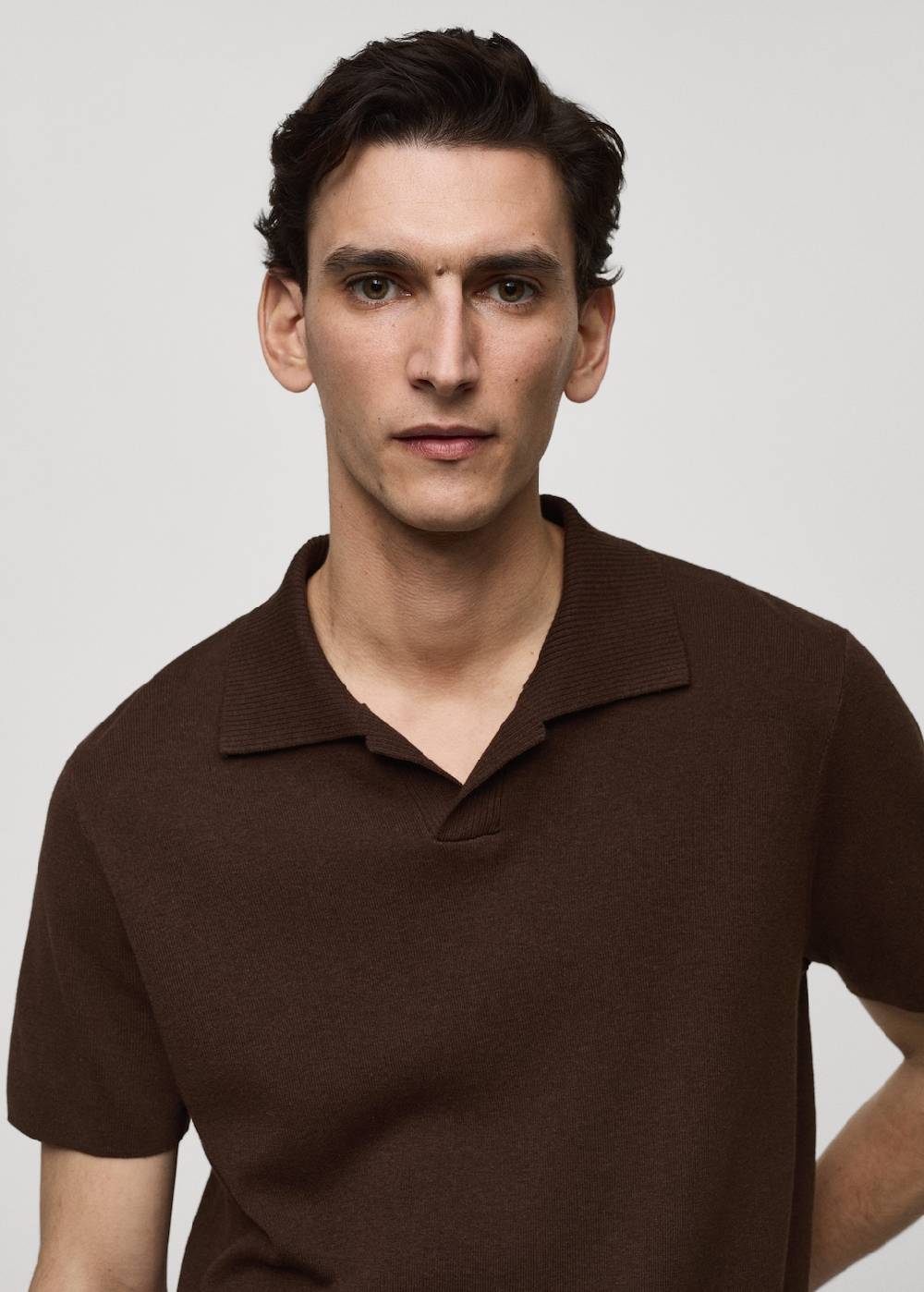 Mango Texturiertes Strick-Poloshirt aus Baumwolle Super Rabatt