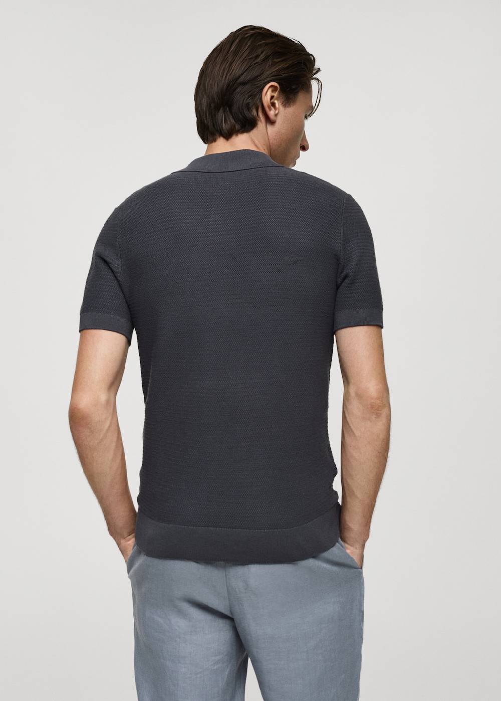 Mango Poloshirt aus Baumwolle mit Tencel in Flechtoptik Fabrikladen