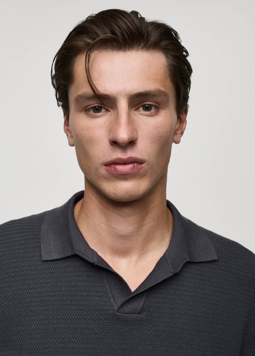 Mango Poloshirt aus Baumwolle mit Tencel in Flechtoptik Fabrikladen