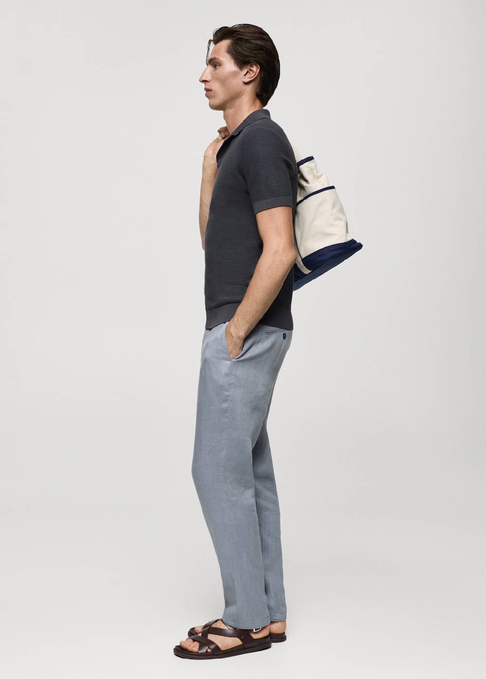 Mango Poloshirt aus Baumwolle mit Tencel in Flechtoptik Fabrikladen