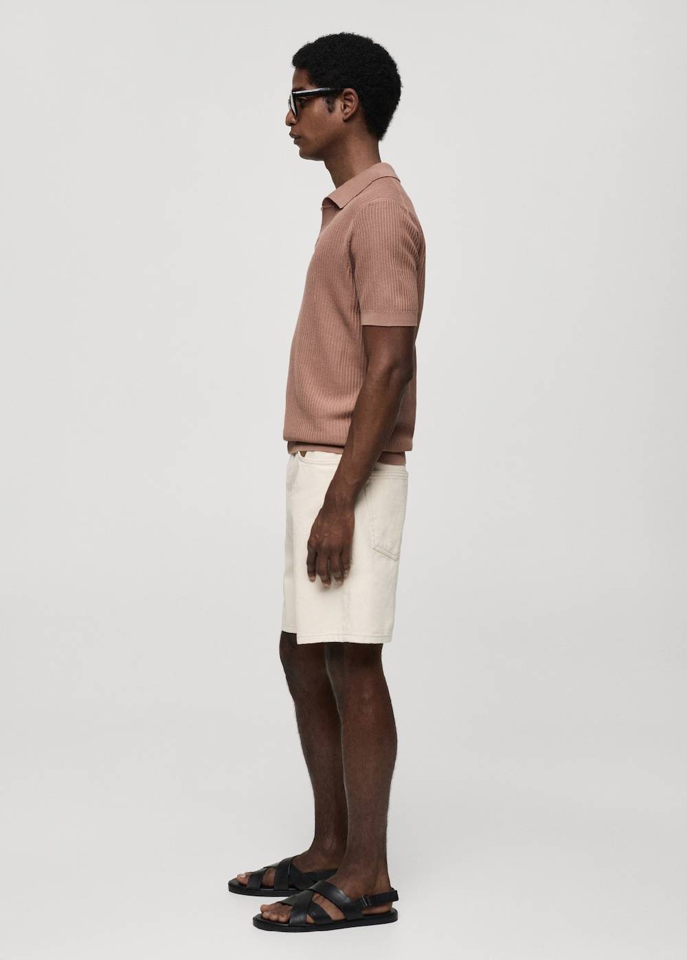 Mango Geripptes Strick-Poloshirt aus Baumwolle Angebote