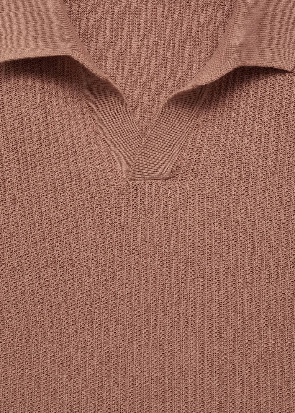 Mango Geripptes Strick-Poloshirt aus Baumwolle Angebote
