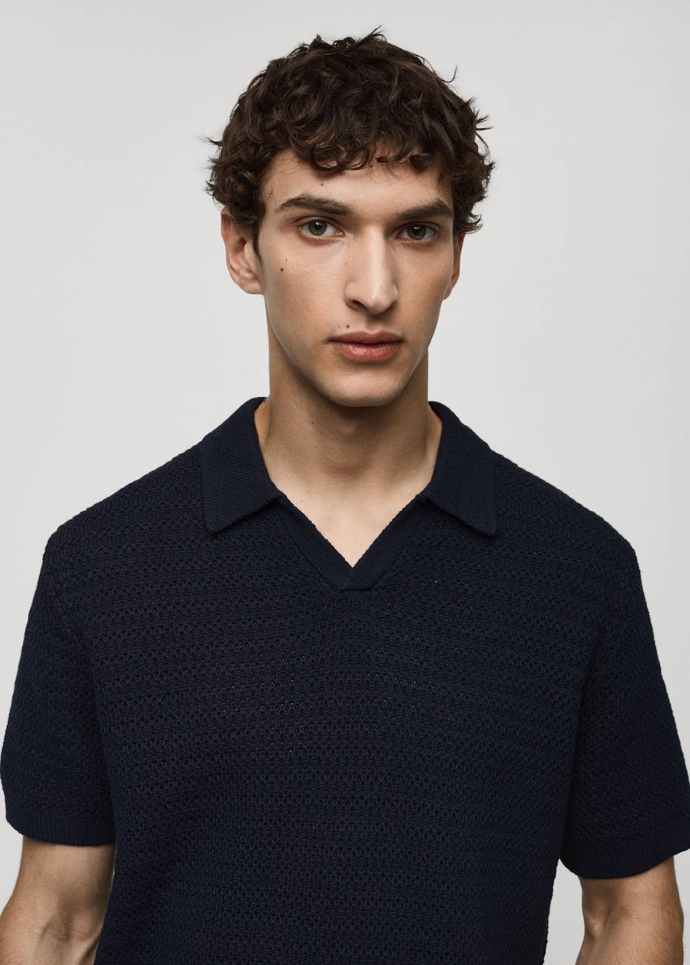 Mango Strickpoloshirt in Flecht-Optik im Angebot