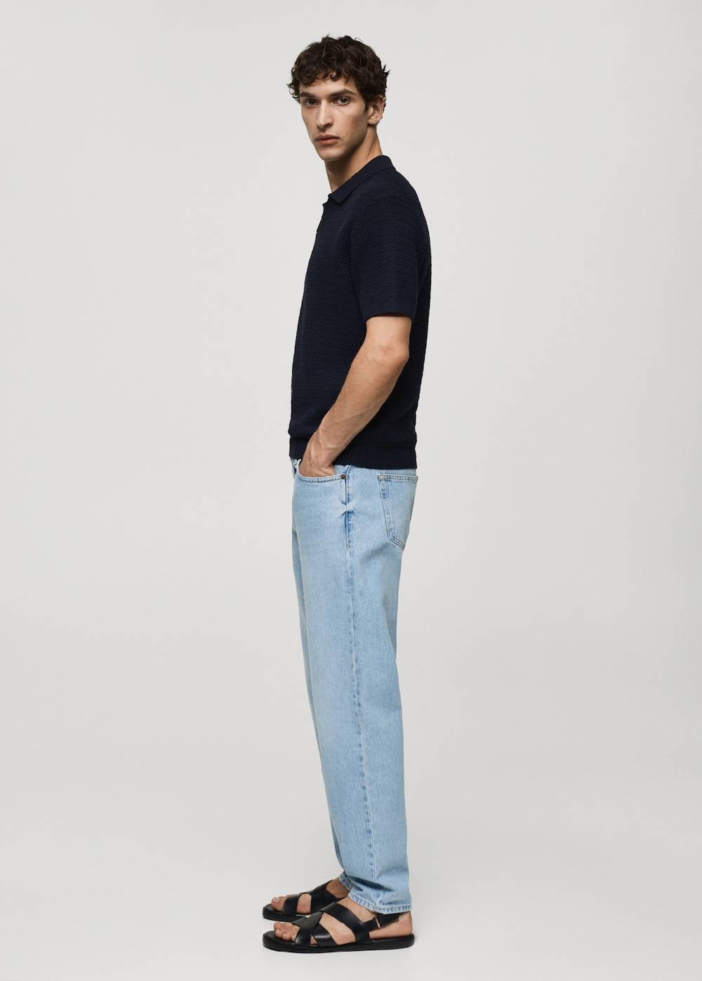 Mango Strickpoloshirt in Flecht-Optik im Angebot