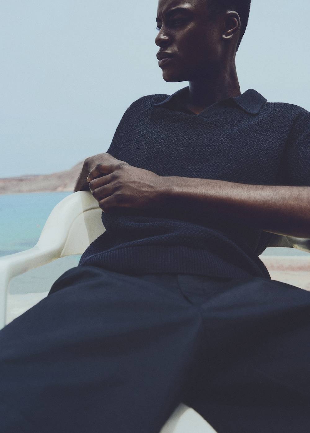 Mango Strickpoloshirt in Flecht-Optik im Angebot