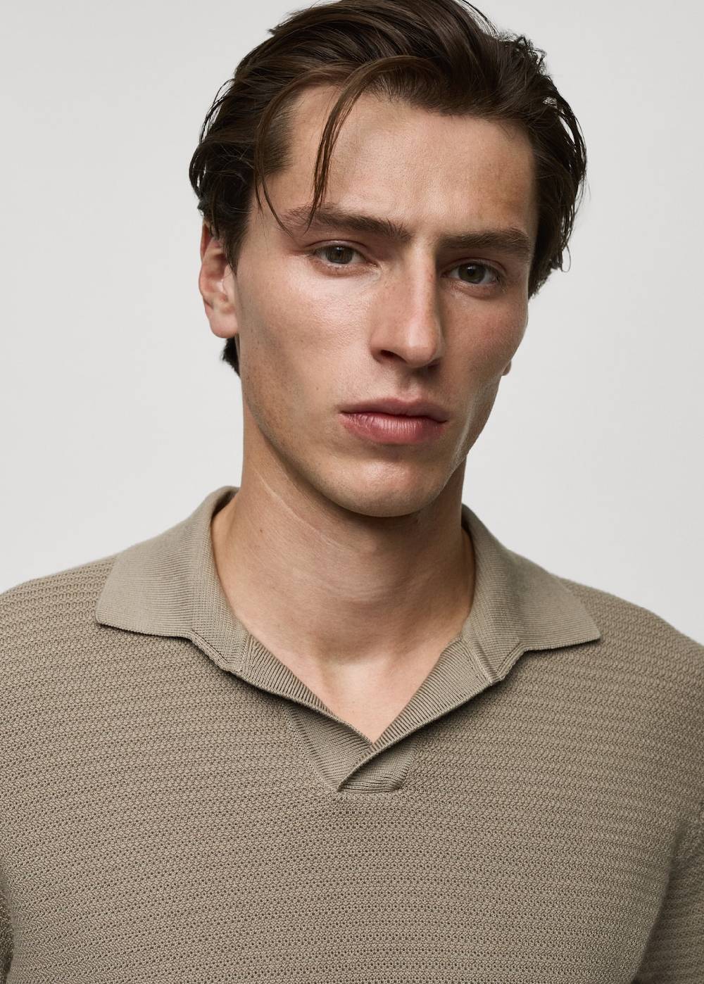 Mango Poloshirt aus Baumwolle mit Tencel in Flechtoptik Günstiger Verkauf