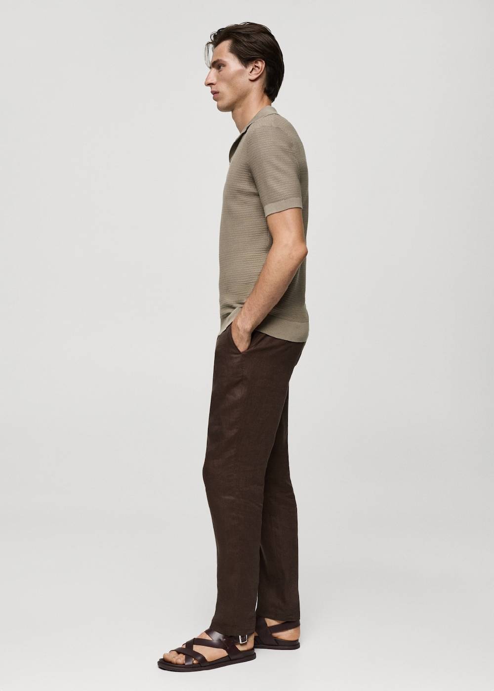 Mango Poloshirt aus Baumwolle mit Tencel in Flechtoptik Günstiger Verkauf