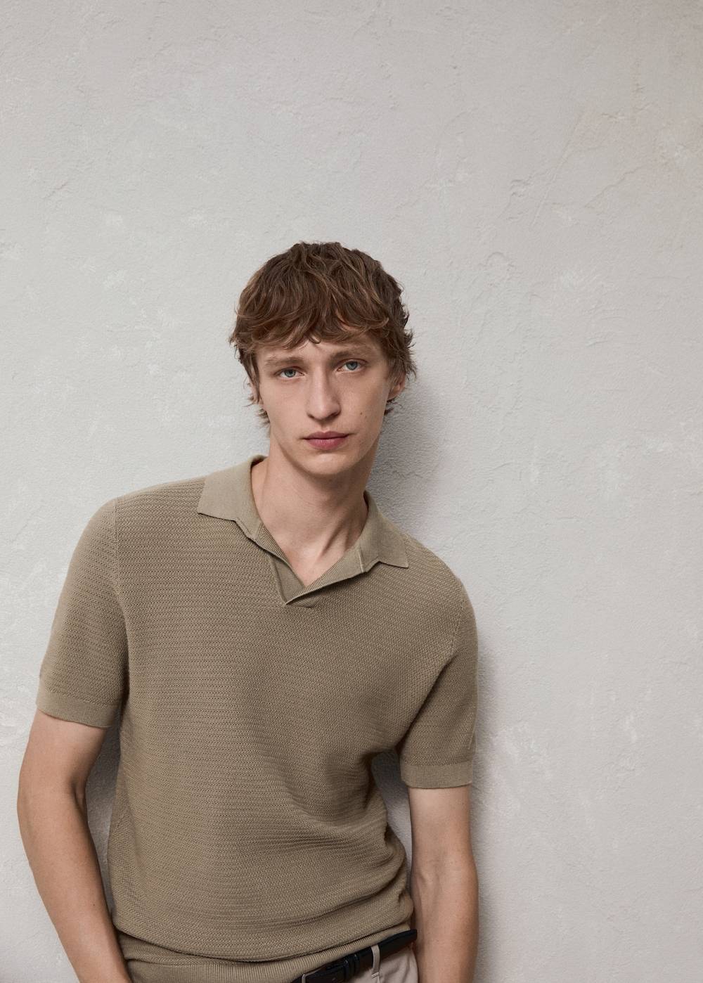 Mango Poloshirt aus Baumwolle mit Tencel in Flechtoptik Günstiger Verkauf