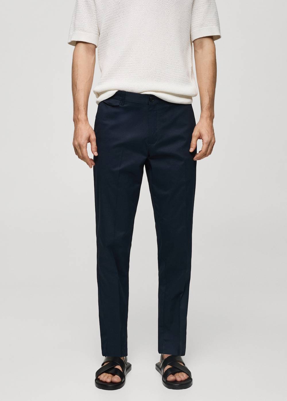 Mango Regular Fit-Baumwollhose mit Struktur Fabrikpreis