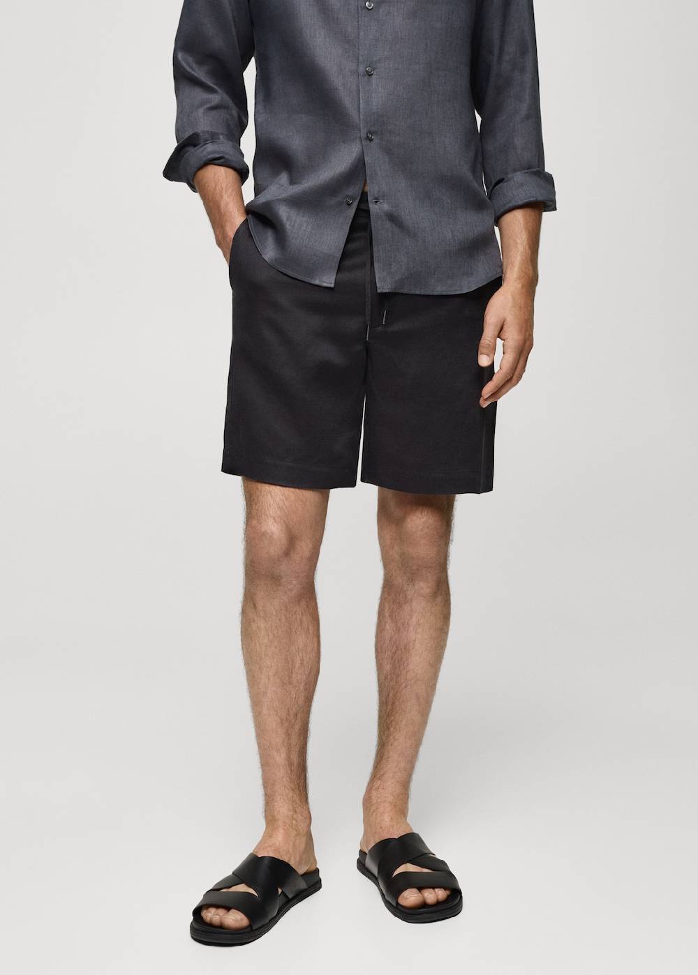 Mango Leinen-Bermudashorts aus Tencel mit Kordelzug Rabatt