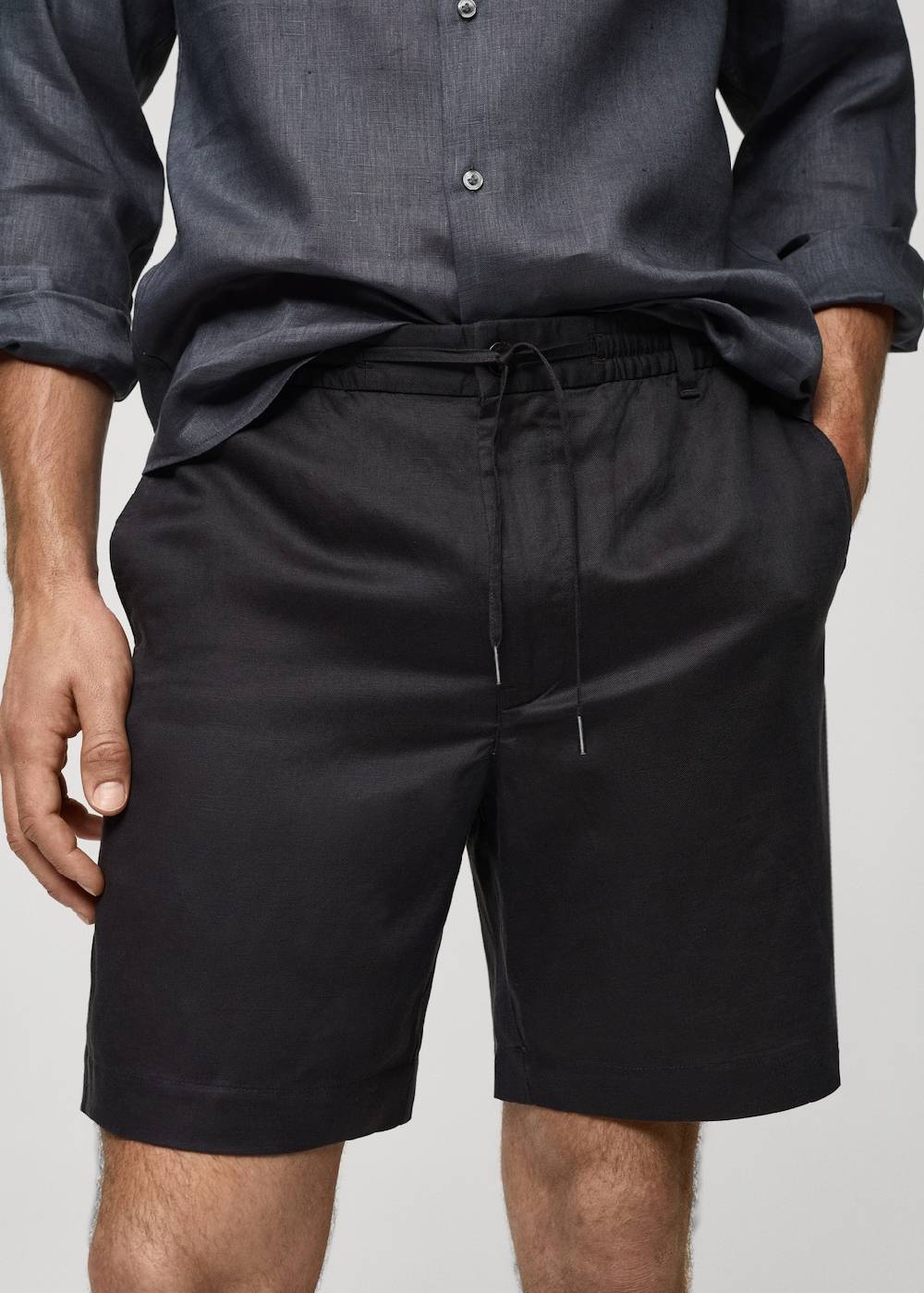 Mango Leinen-Bermudashorts aus Tencel mit Kordelzug Rabatt