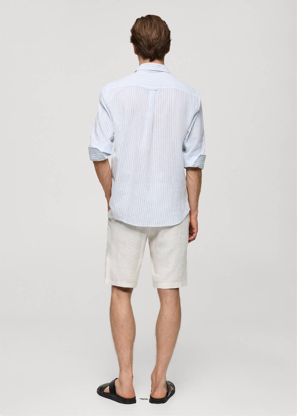 Mango Gestreiftes Regular-Fit-Hemd aus Leinen mit Baumwolle Online Shopping