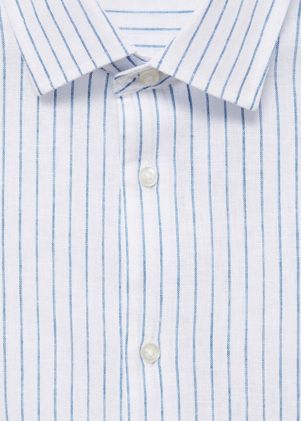 Mango Gestreiftes Regular-Fit-Hemd aus Leinen mit Baumwolle Online Shopping