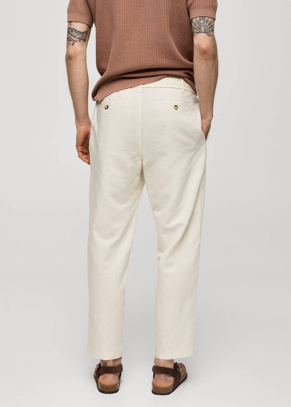 Mango Slim Fit-Leinenhose mit Kordel Weihnachtsangebot