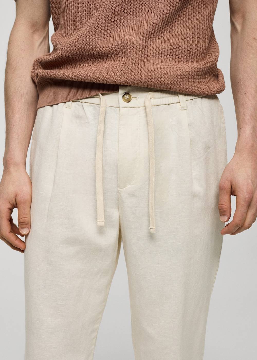 Mango Slim Fit-Leinenhose mit Kordel Weihnachtsangebot