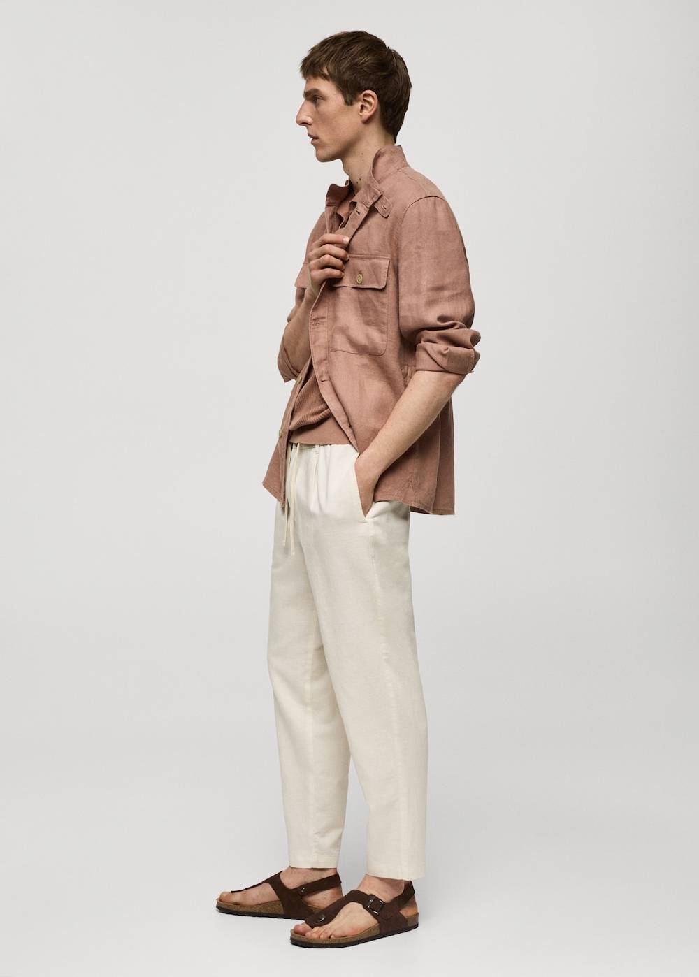 Mango Slim Fit-Leinenhose mit Kordel Weihnachtsangebot