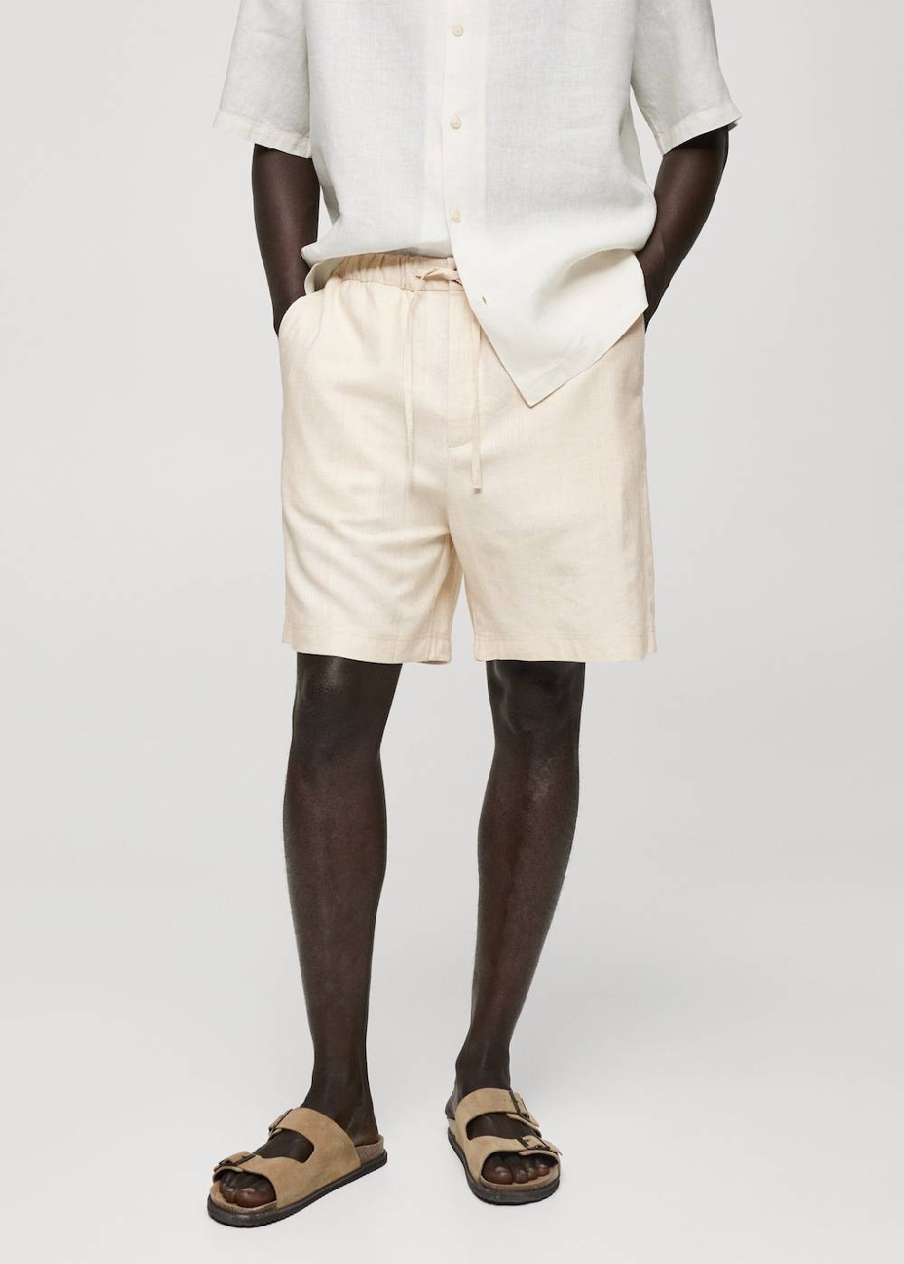 Mango Bermudashorts aus Baumwoll-Leinengemisch mit Kordelzug Exklusive Angebote