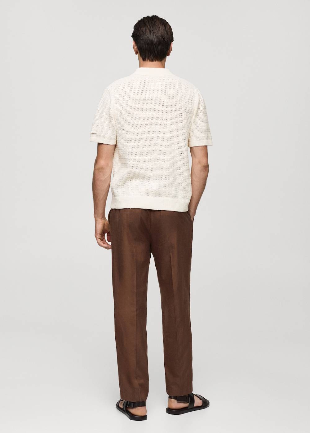 Mango Geknöpftes Strick-Poloshirt mit Lochmuster Blitzangebot