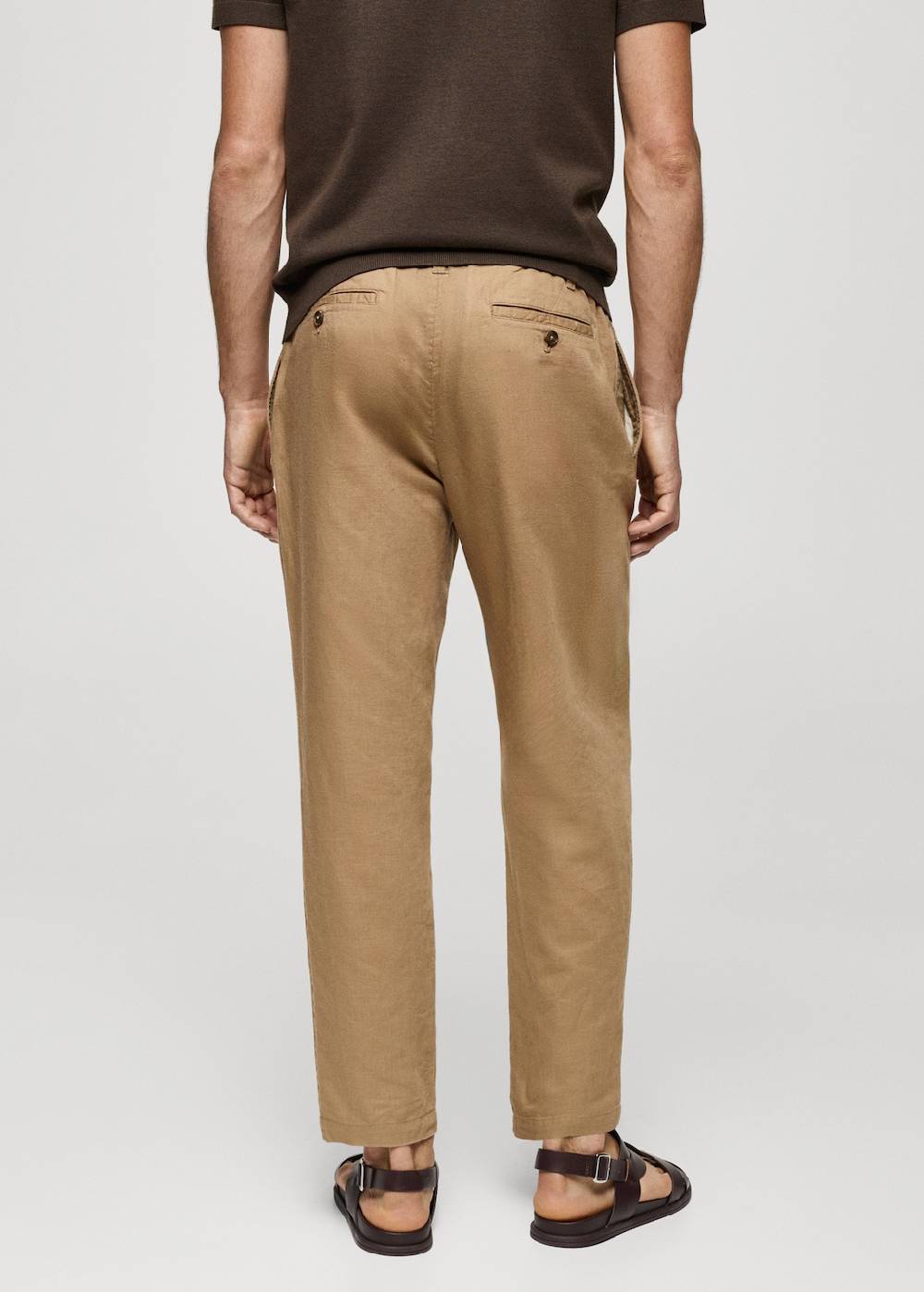 Mango Slim Fit-Leinenhose mit Kordel Große Rabatte