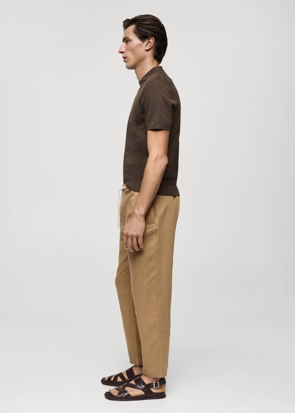 Mango Slim Fit-Leinenhose mit Kordel Große Rabatte