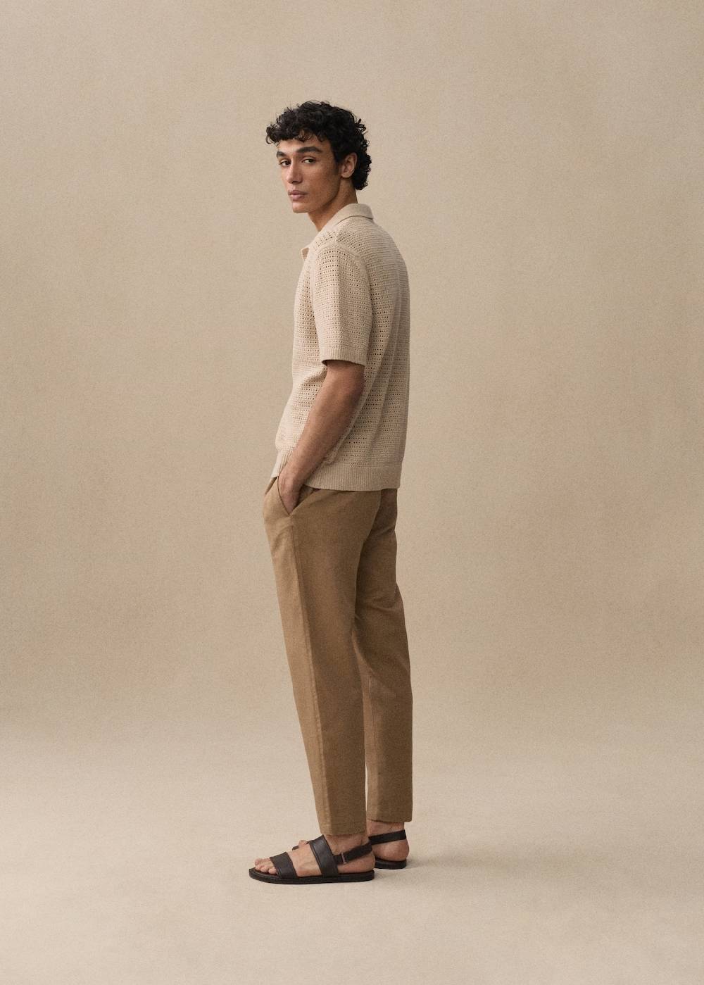Mango Slim Fit-Leinenhose mit Kordel Große Rabatte
